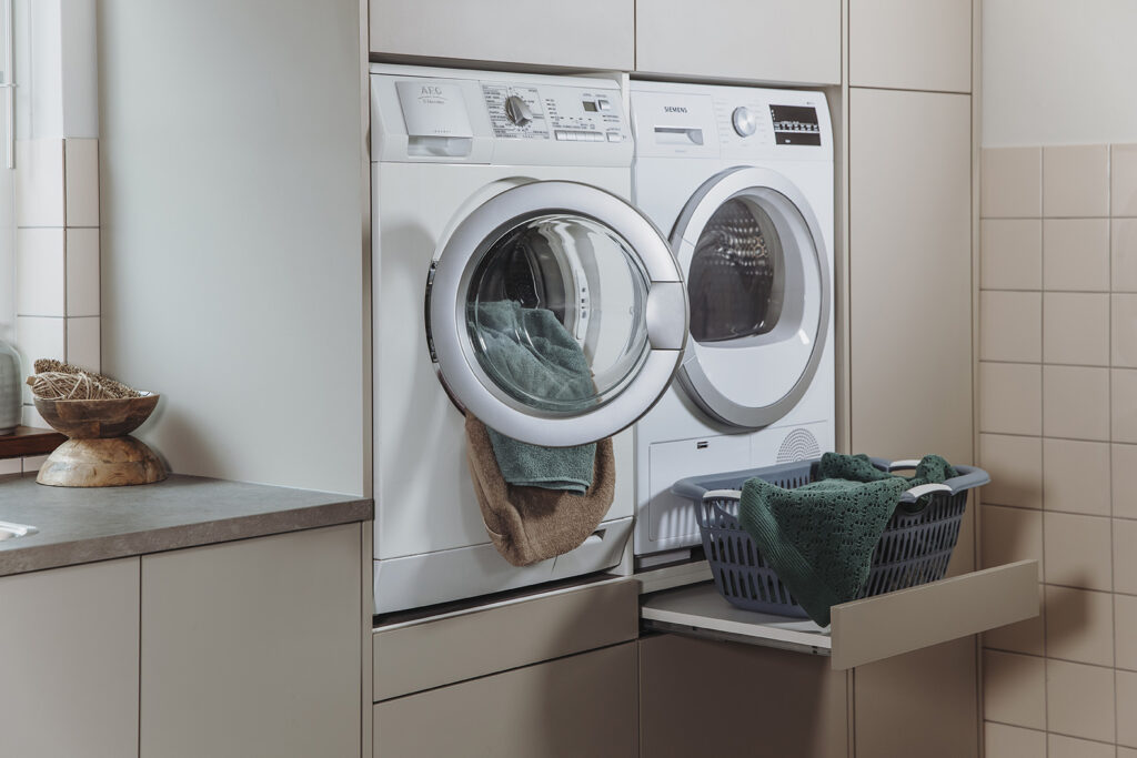 Wasmachinekast beige grijs 5